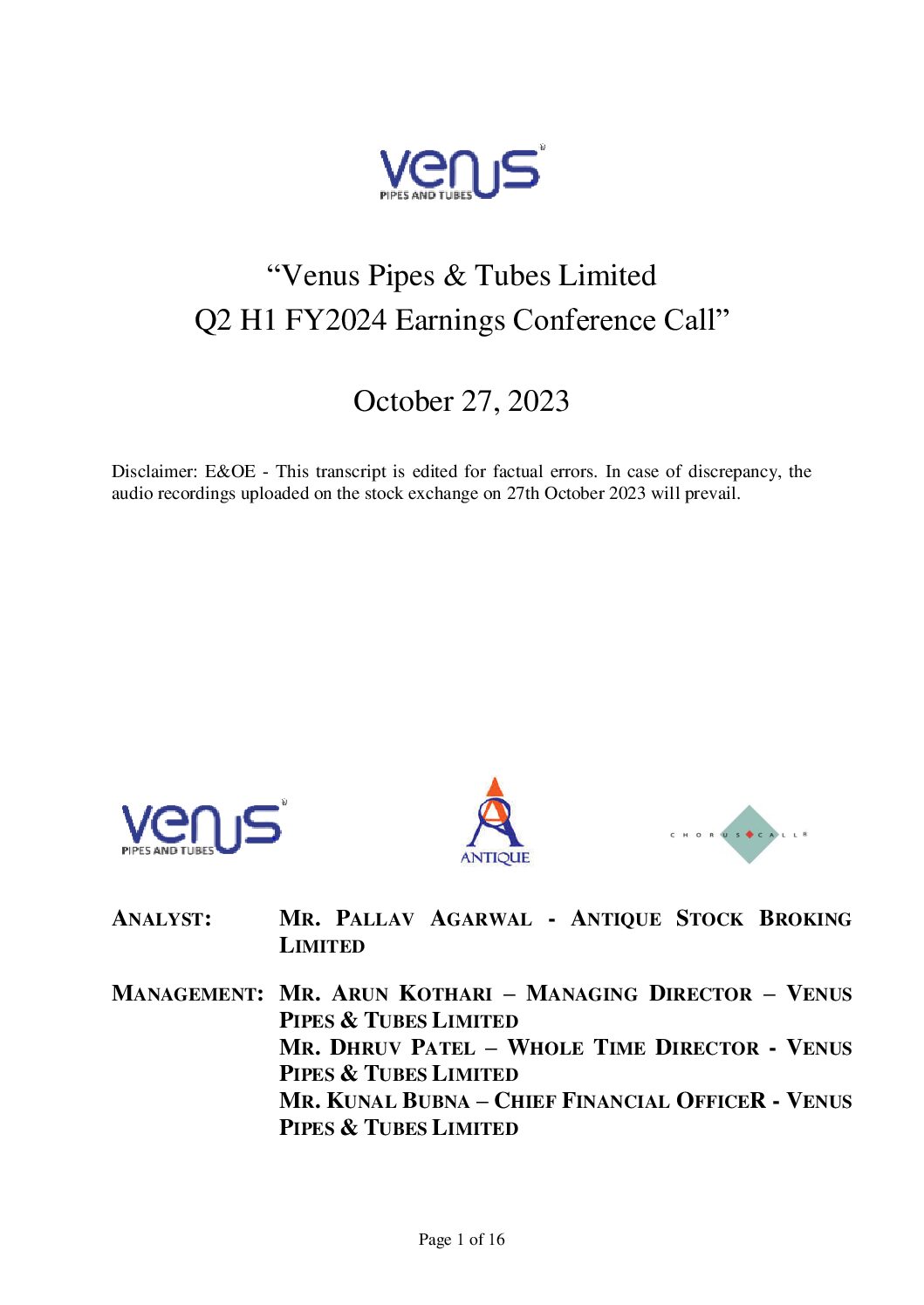 Conference Call Transcript