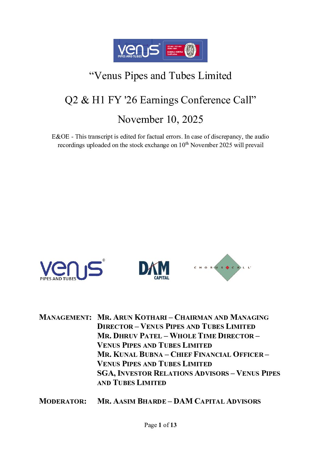 Conference Call Transcript