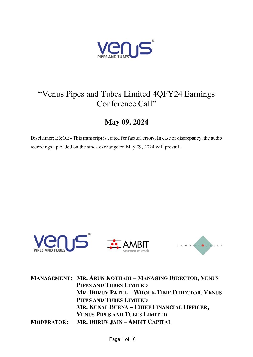 Conference Call Transcript