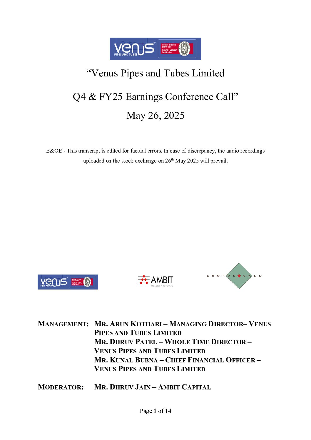 Conference Call Transcript