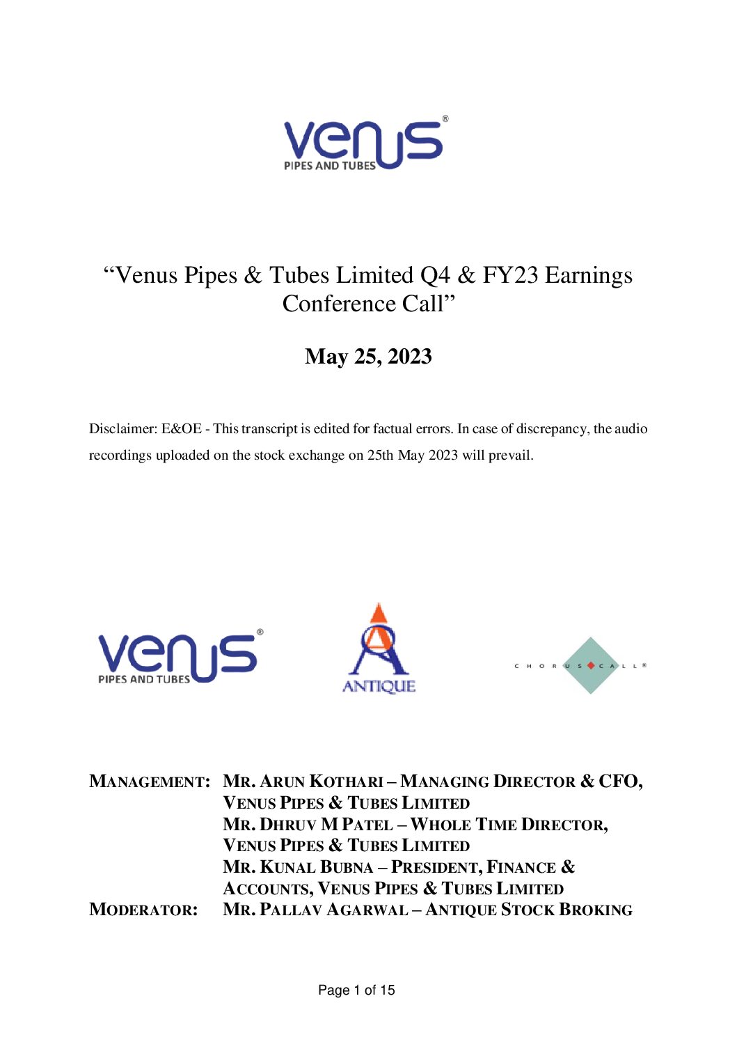 Conference Call Transcript